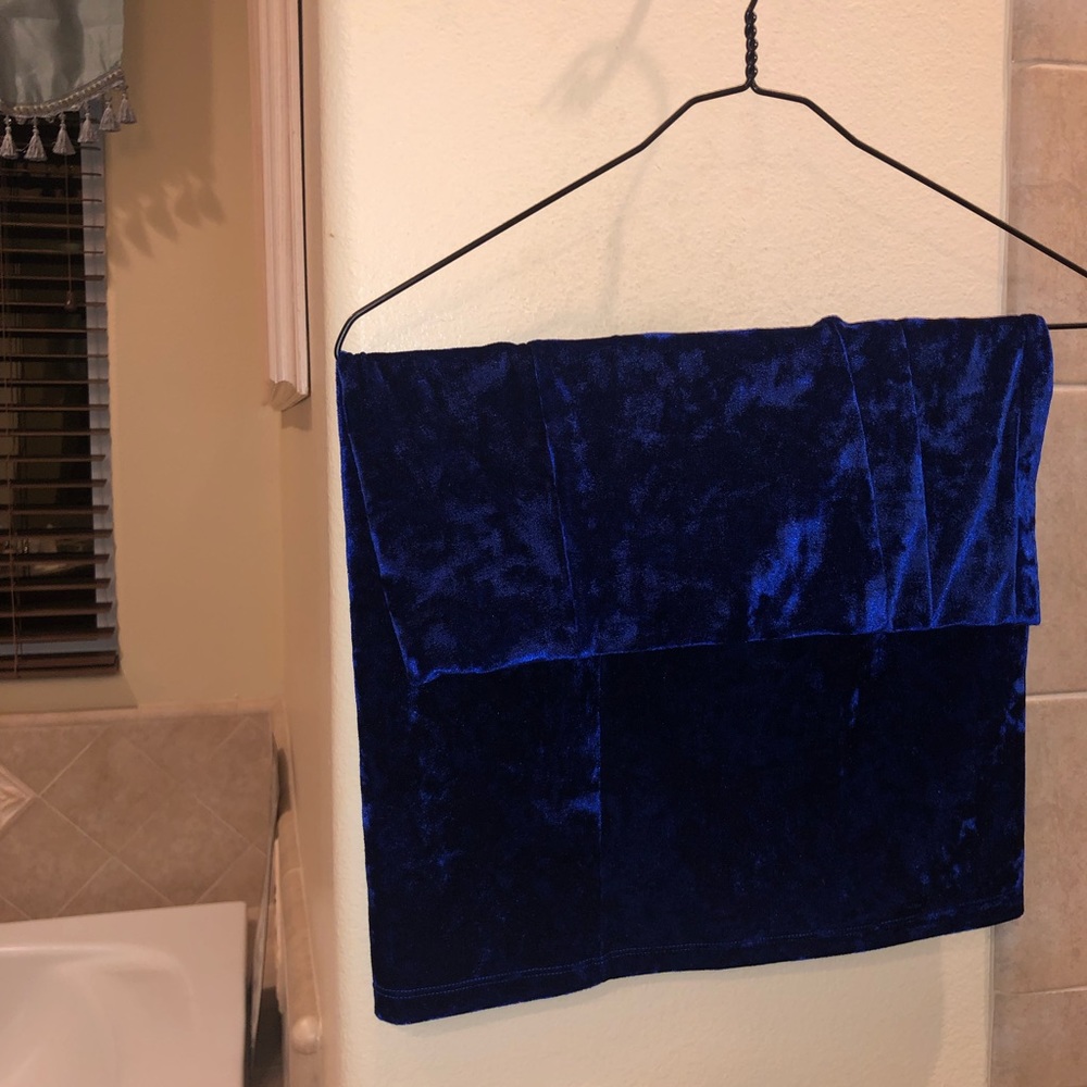 Royal blue velvet pencil skirt